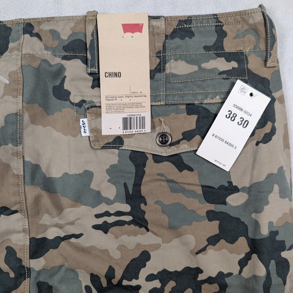 NEW Levis Mens White Tab Camo Chino Pants Regular Tapered Camouflage 38x30